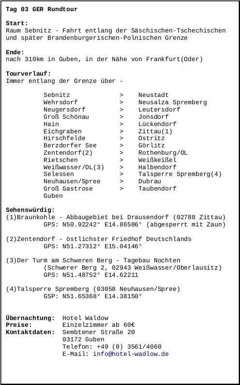Info zu Tag 3